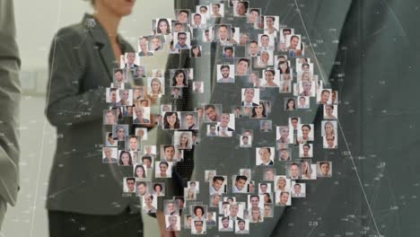 animación de retratos de diversas personas sobre personas de negocios