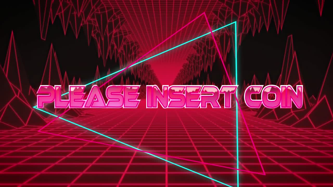 디지털 터널을 통해 동전 텍스트를 입하십시오.