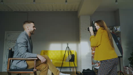 photographer taking photos of a model