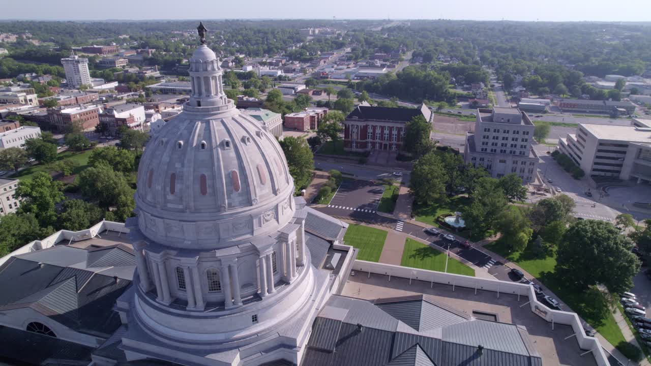 Explore the historic landmarks and stunning skyline of Jefferson City with captivating aerial visuals.