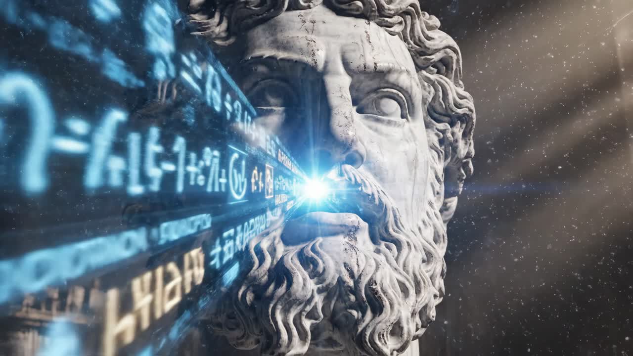 Statue with Mathematical Equations