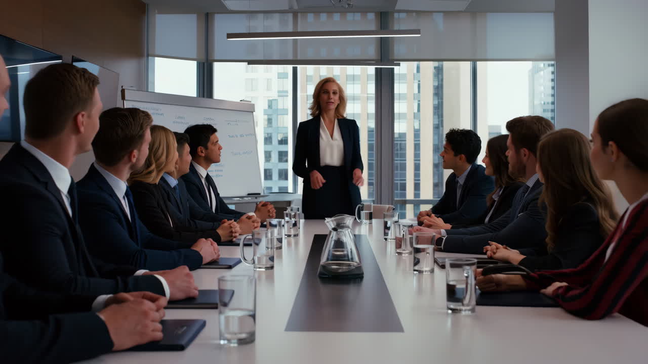 Corporate Business Meeting in Modern Office