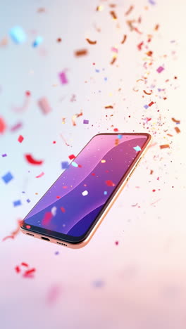 Smartphone Floating with Confetti