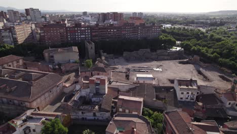 Alcazaba-of-Talavera,-moorish-fortress,-aerial-orbit