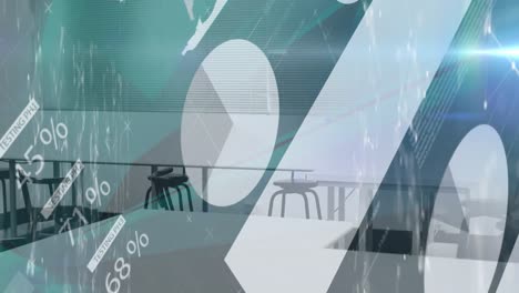 animation of financial data processing over office
