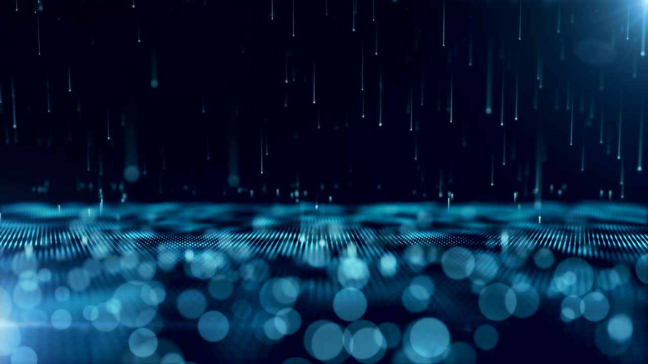 Abstrakt baggrund med bevægelige og flimrende partikler. Baggrund med bokeh-effekt. Animation med sømløs loop