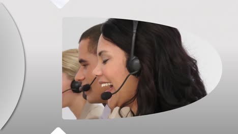 montaje que presenta a empresarios multiétnicos en el trabajo