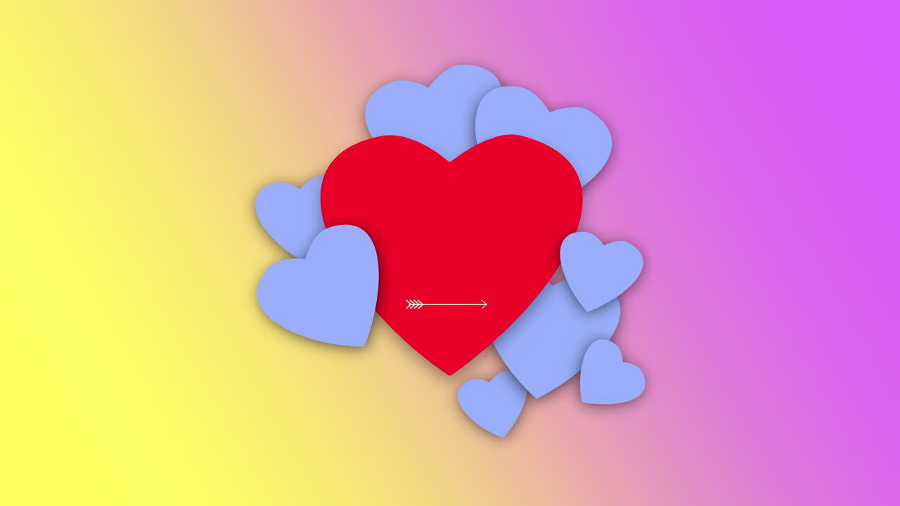 발렌타인 데이 배경에 애니메이션 근접 촬영 로맨틱 레드와 블루 하트