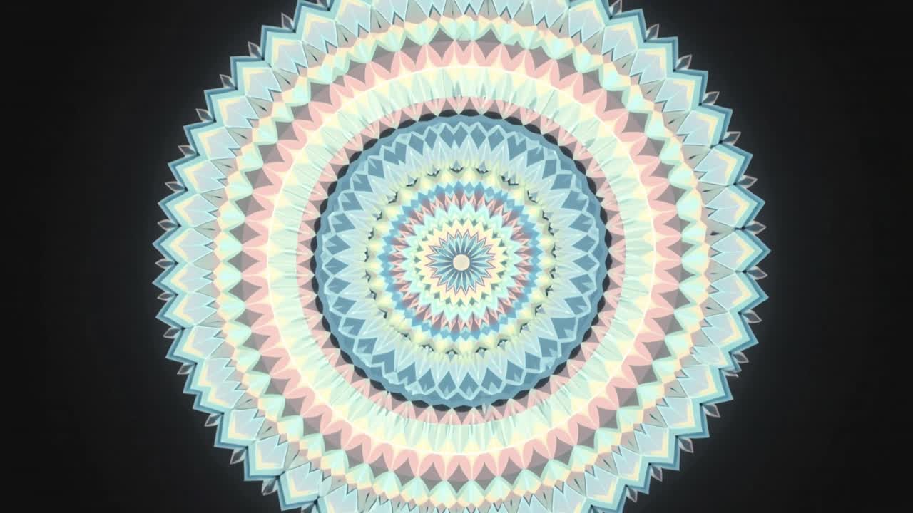 Mandala che ruota in senso orario con anelli interni che si muovono più velocemente all'avvio della riproduzione per una dimostrazione di design.