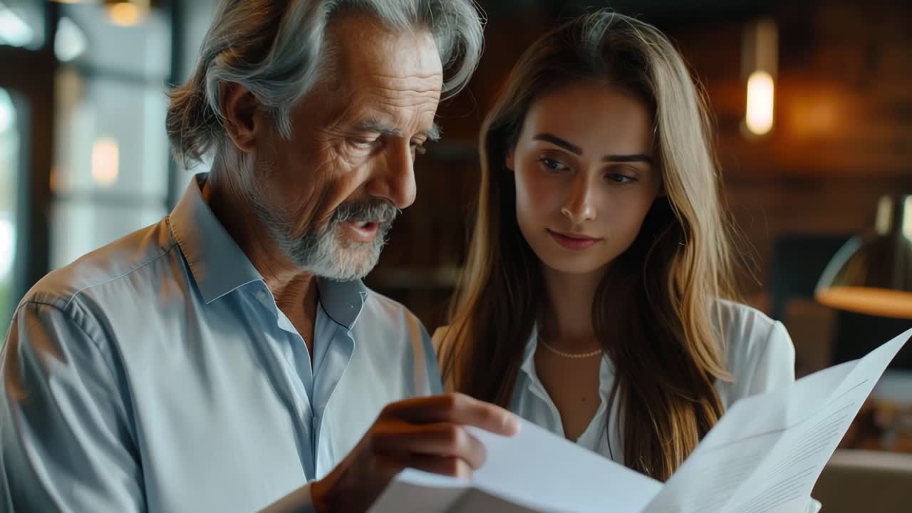 Business professionals reviewing documents