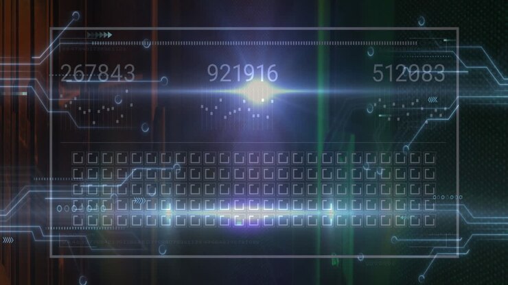 Animation of network of connections and data processing over server room