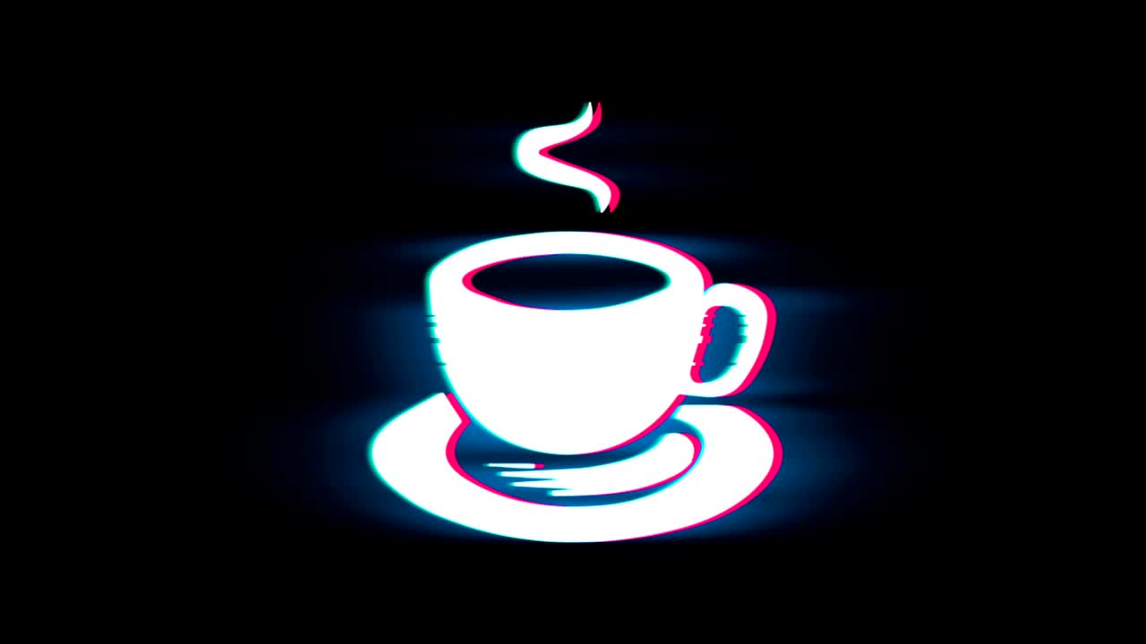 컵 오브 티 기호는 글리치 레트로 빈티지 애니메이션입니다.