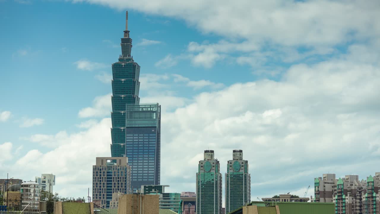 luz del día taipei cityscape centro famosa torre techo panorama 4k lapso de tiempo taiwán