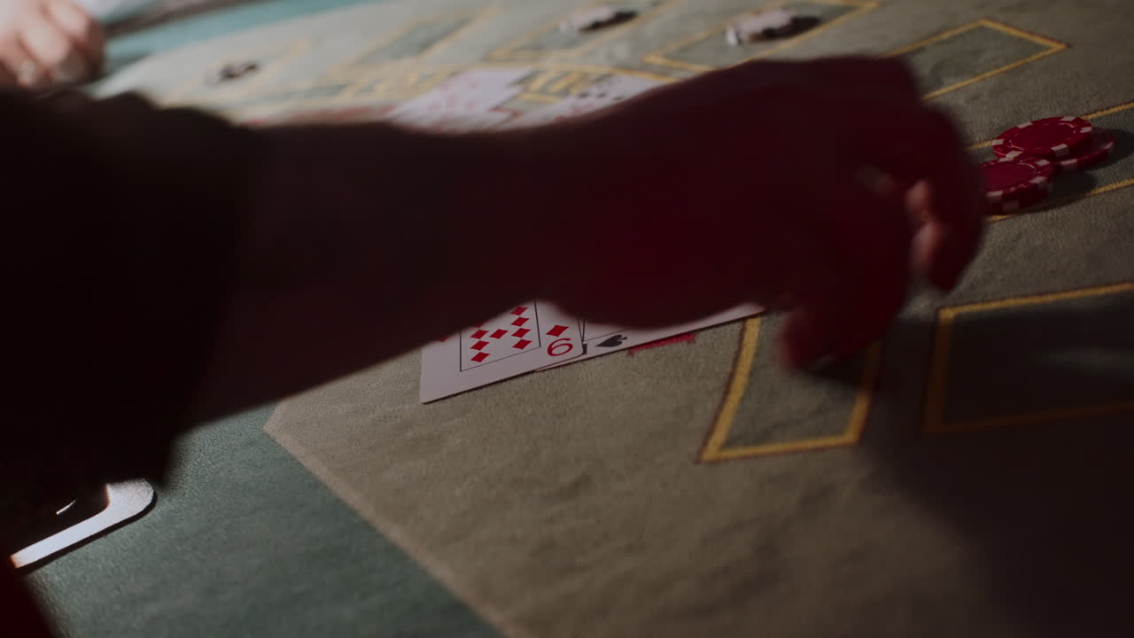 Blackjack Game in Progress at a Casino Table