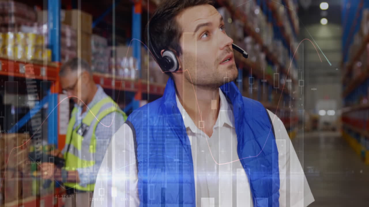 animación del procesamiento de datos sobre las personas que trabajan en el almacén