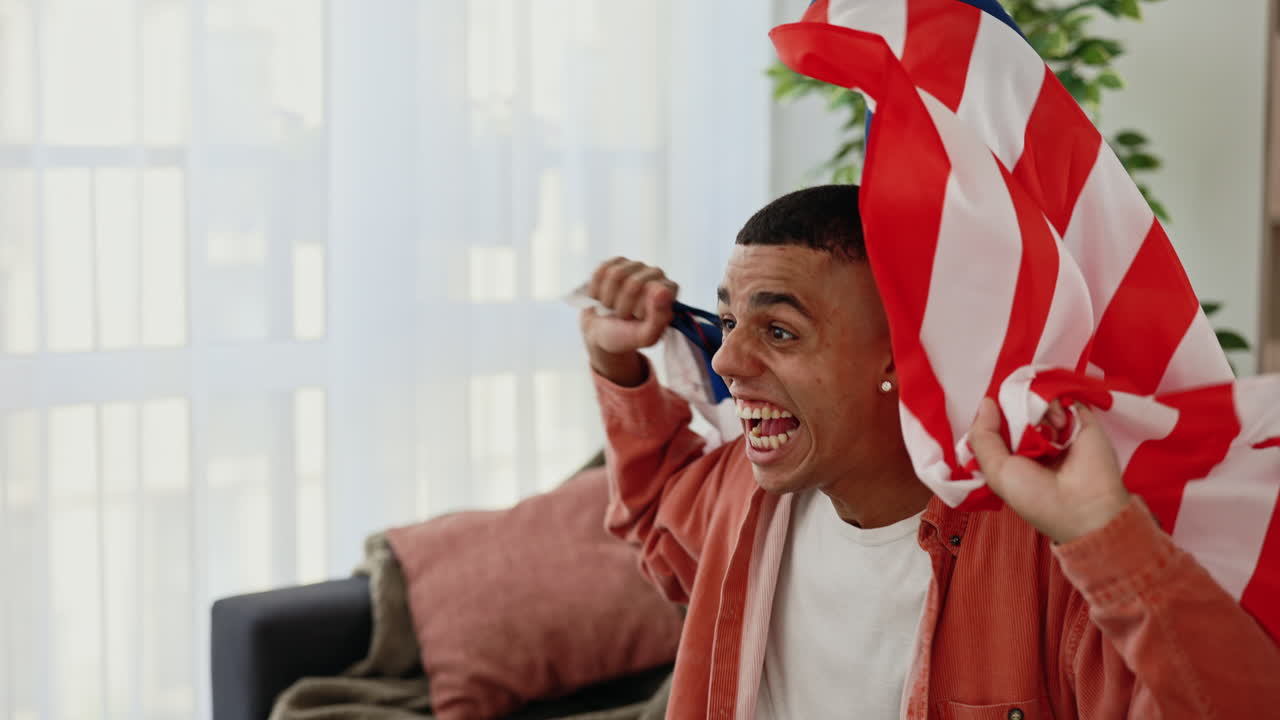 Supporter Celebrating with American Flag