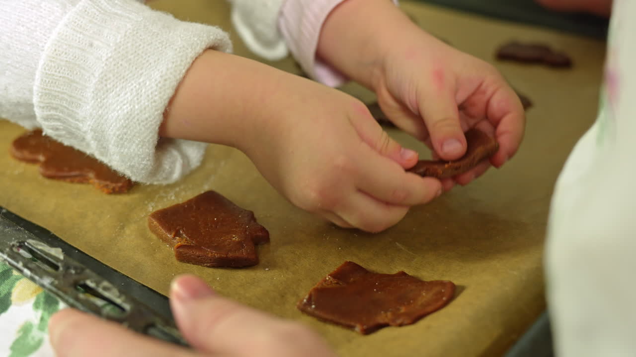 Kid Making Gingerbread Cookies - Close Up