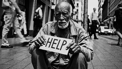 homeless elderly man seeking help