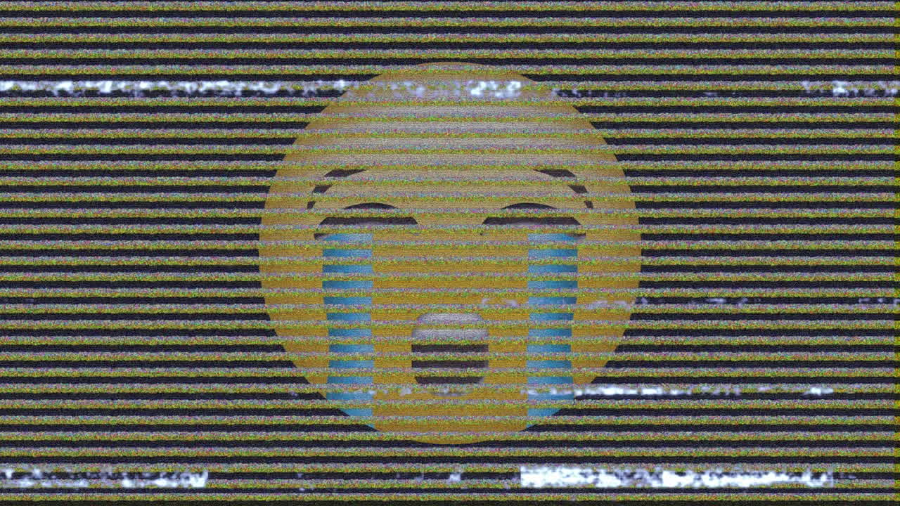 animación del icono de emoji de llanto sobre los ruidos en la pantalla