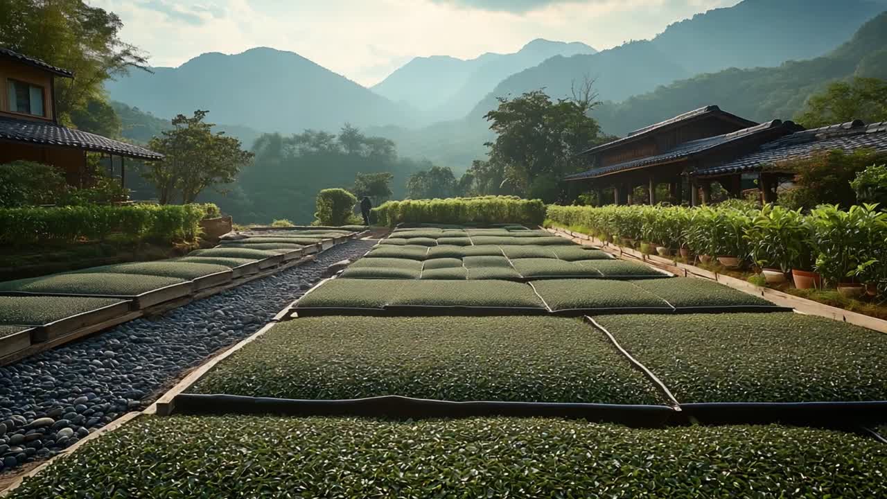 Scenic Tea Plantation in a Mountainous Landscape