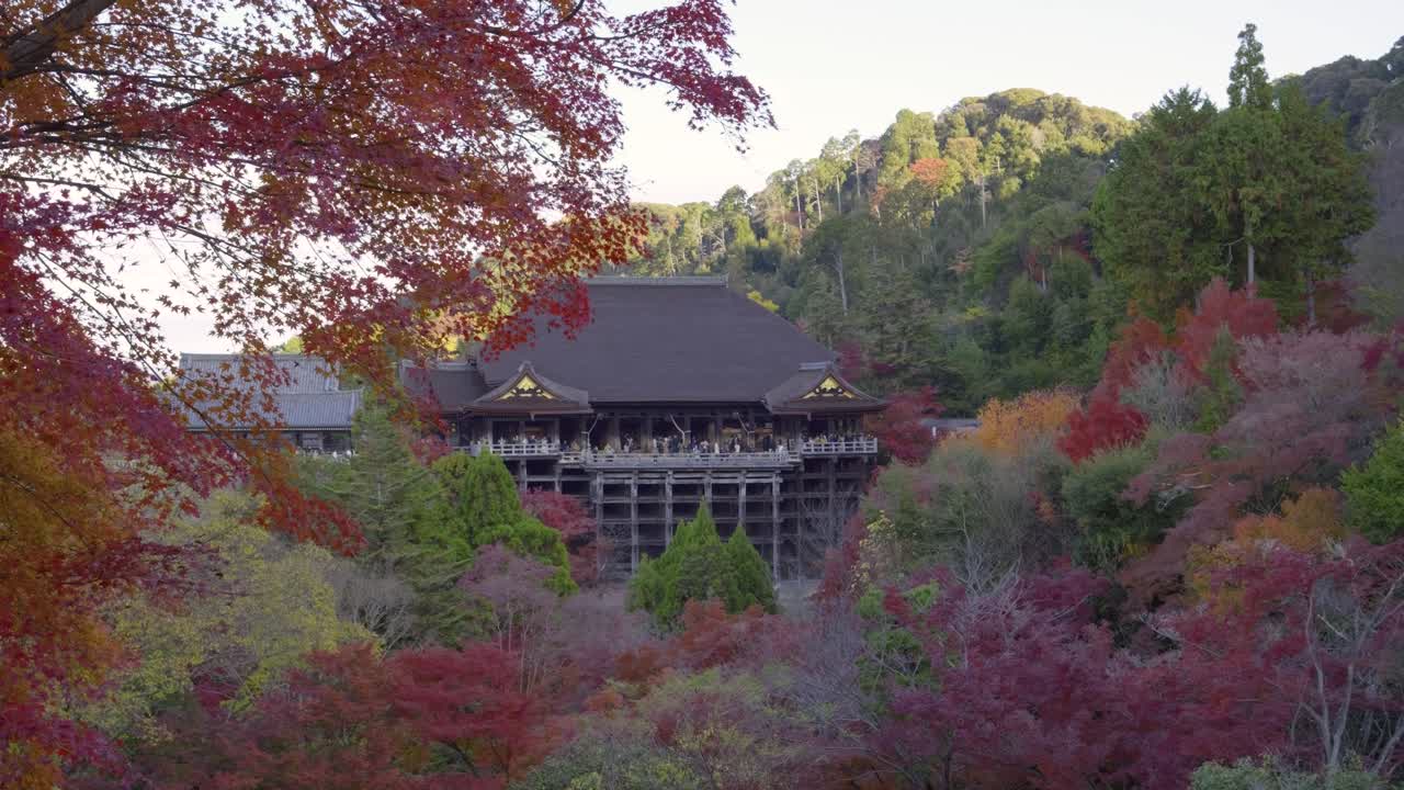 Beautiful panoramic view over Kiyomizudera during fall colors