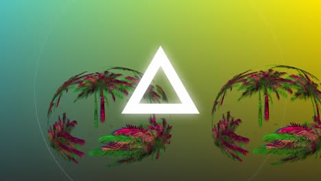 animación de palmeras de colores vibrantes en movimiento hipnótico en bucle sin costuras