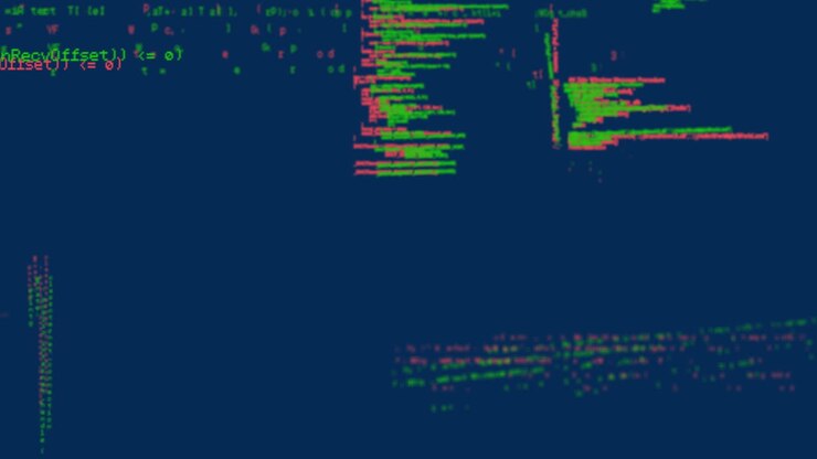 Animation of data processing on navy background