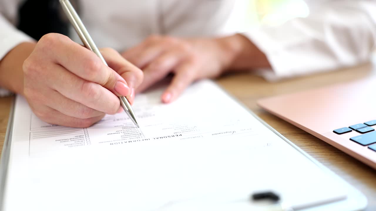 Filling out a medical form