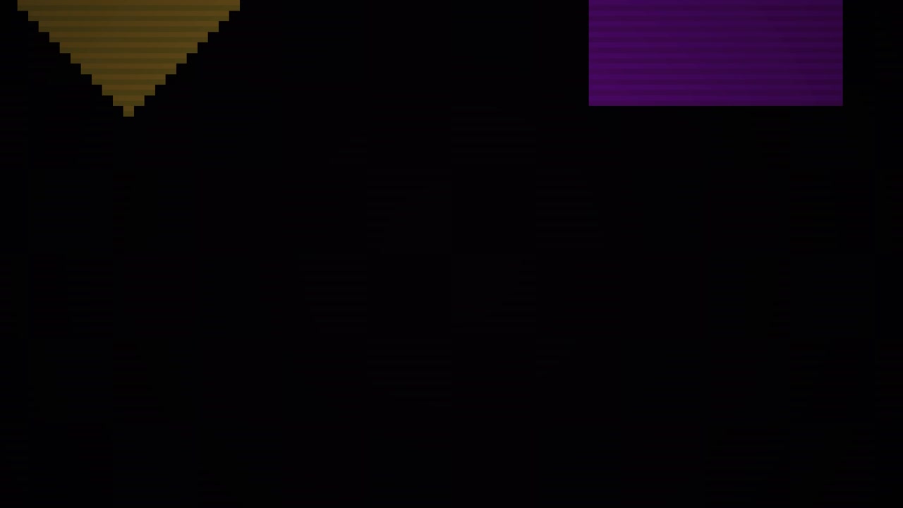 Animación dinámica de formas geométricas pixeladas sobre fondo negro