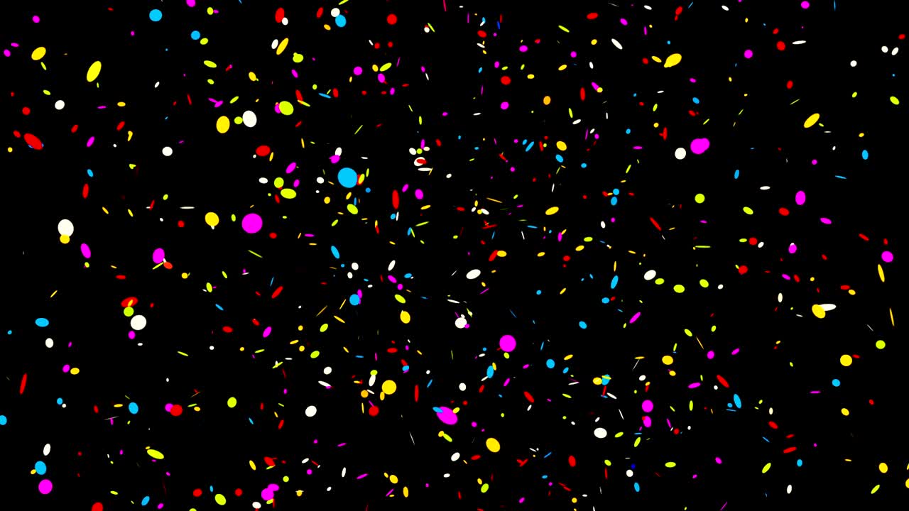 confeti colorido sobre un fondo negro