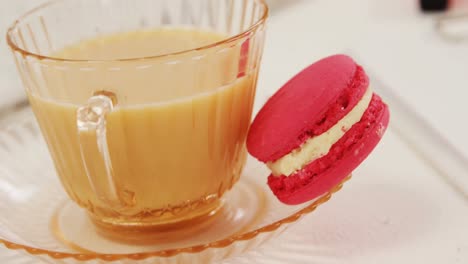 cup of tea and macaroon