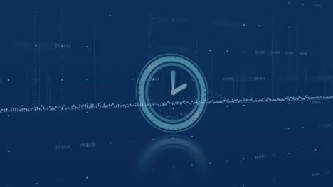 animación del reloj y el procesamiento de datos sobre un fondo oscuro