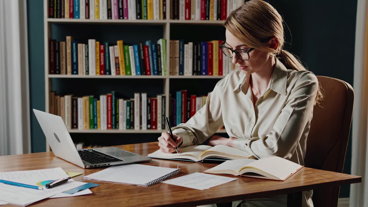 Woman Working at a Desk in a Home Office