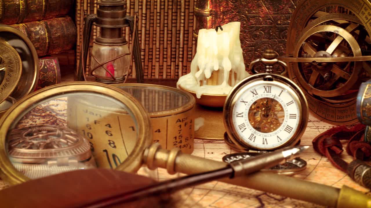 1565년의 오래된 지도에 그려진 빈티지 고정물입니다.