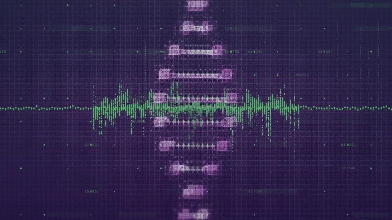 Animation of dna strand over data processing on black background