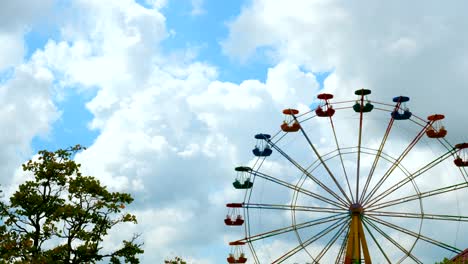 colorful ferris wheel in an amusement park.