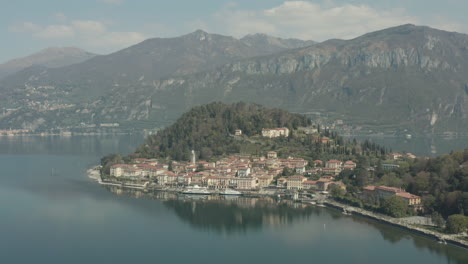 drone view of bellagio, lake como, in italy