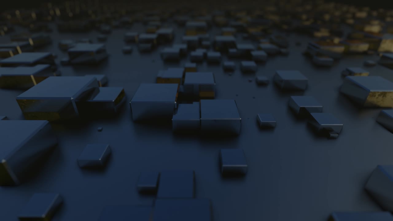 animación en bucle 4k. vuelo sobre patrón de alta tecnología en superficie plana, brillo de neón, elementos y estructura complejos. objetos 3d forman superficie de ciencia ficción patrón 3d. tecnología de la información, hardware futurista