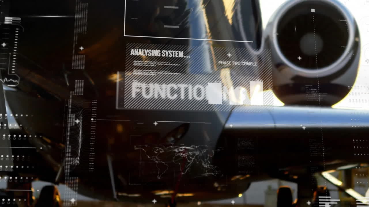 Animation of data processing over airplane