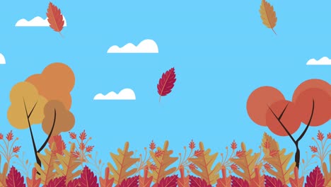 hello autumn animation with field scene