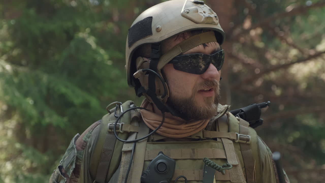 Soldier Talking Via Radio