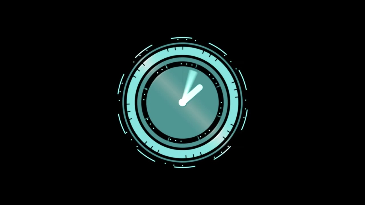 Animation of clock moving over shapes