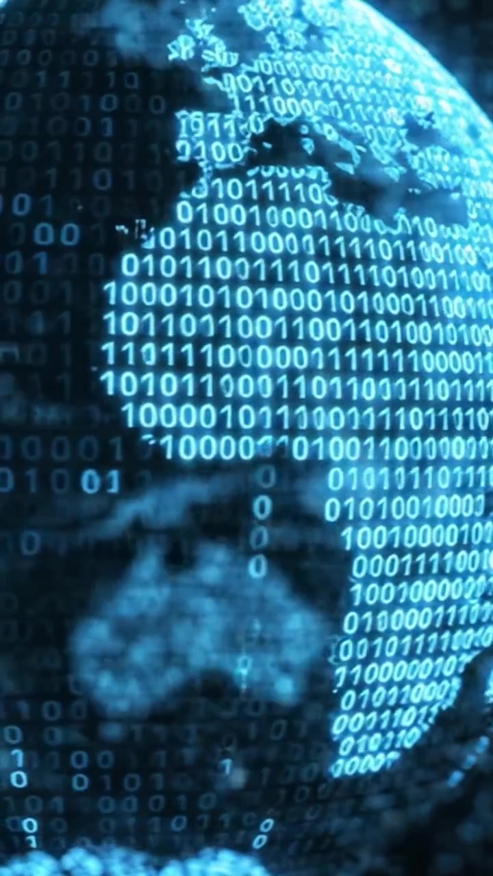 A Dynamic Representation of a Globe Covered in Digital Binary Code, Symbolizing the Interconnection Between Technology and Global Data Exchange