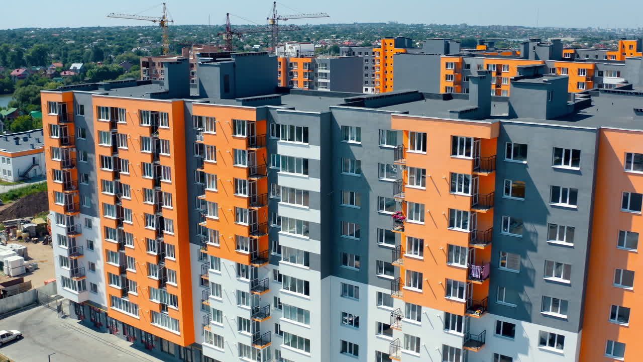 High cityscapes architecture buildings. Aerial view of residantial modern exterior.