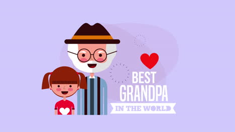 happy grandparents day card with grandfather and granddaughter