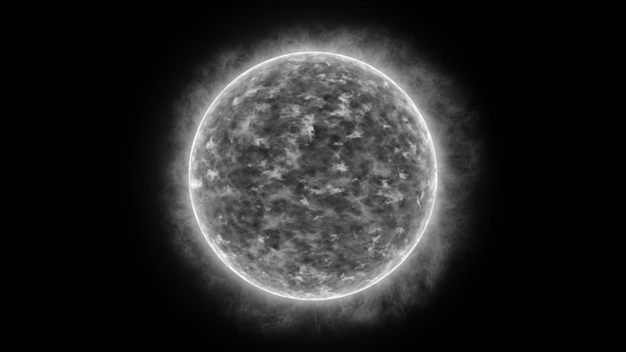 Sol cinza com atmosfera isolado em fundo preto.
