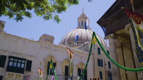 famous church in valletta, malta during a local festival