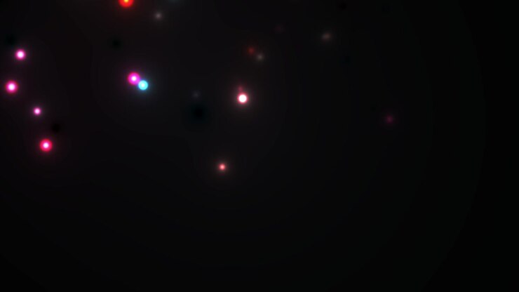 Abstract Motion Background with Glowing Red and Blue Particles on Black
