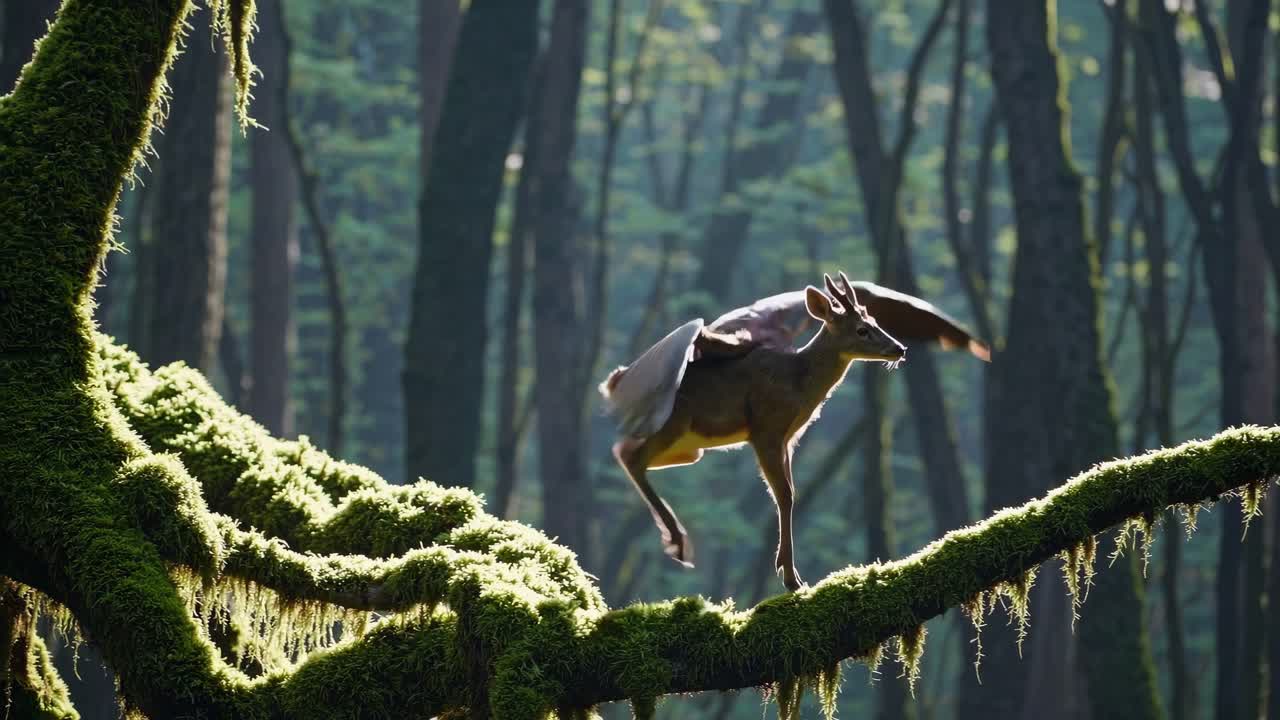 Magical Deer with Wings in Forest