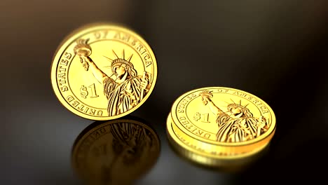 monedas de un dólar brillantes con fondos animados